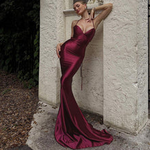 Load image into Gallery viewer, Women Clothing Spring Summer Solid Color Sexy Backless Hip Slimming Long Strap Dress