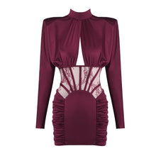 Load image into Gallery viewer, Autumn Winter Sexy Tight Elastic Satin Hip Elegant Dress
