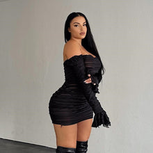 Load image into Gallery viewer, Autumn Solid Color off Shoulder Sexy Long Sleeve Narrow High Waist Women Dress