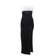 Load image into Gallery viewer, Winter Sexy Sexy off Shoulder Furry Tube Top Slit Dress Women