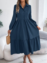 Load image into Gallery viewer, Autumn Winter Collared Casual Loose Long Sleeve Ruffled Shirt Dress Women Clothing