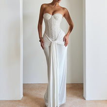 Load image into Gallery viewer, Women Evening Maxi Dress Waist Slimming Ribbon Tube Top Dress