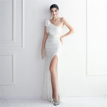 Load image into Gallery viewer, Craft Sequined Toast Clothing Long One Shoulder Appreciation Dinner Slim Fit Fishtail Wedding Socialite