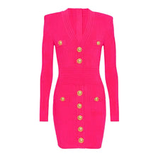 Load image into Gallery viewer, High Quality Knitted Fabric V neck Slim Fit Slimming Long Sleeves Dress