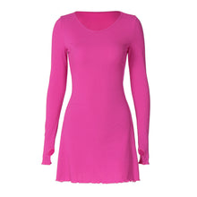 Load image into Gallery viewer, Women Clothing Autumn Winter Simple Solid Color Back Lace up Waist Controlled Dress