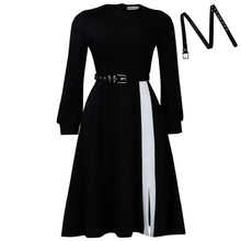 Load image into Gallery viewer, Women Clothing Long Sleeve round Neck Solid Color High Waist Elegant Spliced African Dress