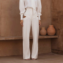 Load image into Gallery viewer, Women Clothing Autumn Niche Design Hollow Out Cutout out Casual Pants Fashionable All Match Loose White Trousers
