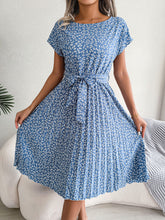 Load image into Gallery viewer, Spring Summer New Casual Short Sleeve Floral Large Hem Pleated Women Clothing