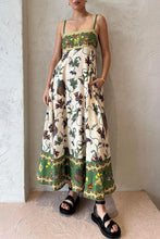 Load image into Gallery viewer, Dress Women Clothing Spaghetti Strap Floral Print Linen 9 Color Large Swing Dress