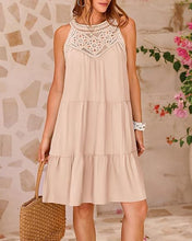 Load image into Gallery viewer, Women Clothing Popular Hollow Out Cutout Lace Stitching Halter A line Dress