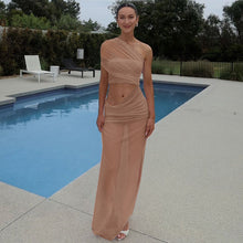 Load image into Gallery viewer, Women Clothing Spring Summer Mesh Stitching Tube Top Top Side Hollow Out Cutout Dress