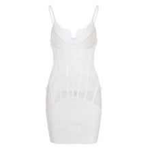 Load image into Gallery viewer, Women Clothing Sexy Lace Dress Waist Tight Sheer Mesh Chest Flattering V neck with Shoulder Straps