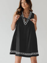 Load image into Gallery viewer, Summer Street Hipster V neck Sleeveless Embroidered Vest Denim Dress