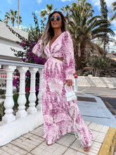 Load image into Gallery viewer, Women Wear Spring Long Printed V neck Long Sleeve Elegant Dress