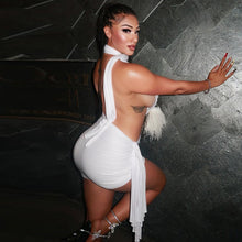 Load image into Gallery viewer, Street Women Wear Stitched Backless Solid Color Hip Lace up Pleated Asymmetric Dress