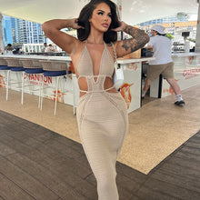 Load image into Gallery viewer, Sexy Pure Want to Hang Neck Wrapped Chest Hollow Out Stitching Lace up Dress for Women