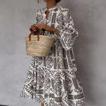 Load image into Gallery viewer, Dress Casual Printed 3/4 Sleeves Shirt Dress for Women