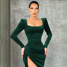 Load image into Gallery viewer, Women Clothing Winter Sexy Square Neck Fold High Waist Tuxedo Dress