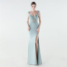 Load image into Gallery viewer, Heavy Industry Boning Corset Waist Binding Rhinestone Floral Evening Dress