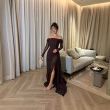 Load image into Gallery viewer, Spring Summer Women Clothing Tube Top Stitching Lace Long Sleeve Big Hem Elegance Retro Dress