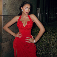 Load image into Gallery viewer, Sexy Suspenders Halter Split Sexy Backless Women Dress