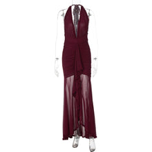 Load image into Gallery viewer, Summer Mesh Stitching Elegant Dress Maxi Dress V neck Halter Backless Sexy Dress Women