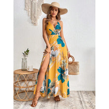 Load image into Gallery viewer, Real Shot Tropical Printing Thigh Fork Sling Dress