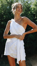 Load image into Gallery viewer, Women Clothing Solid Color Shoulder Belt Irregular Asymmetric Hem Dress