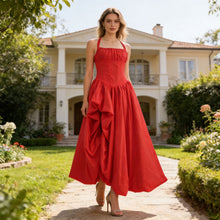 Load image into Gallery viewer, Elegant Retro Halter Tube Top Maxi Dress Waist Slimming Three Dimensional Floral Dress Women