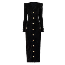 Load image into Gallery viewer, Spring Autumn Socialite Velvet Long Sleeves Slim Fit Slimming Back Zipper Dress