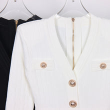 Load image into Gallery viewer, High Quality Knitted Fabric V neck Slim Fit Slimming Long Sleeves Dress