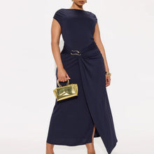 Load image into Gallery viewer, Summer Women Solid Color round Neck Slim Slimming Slit Dress