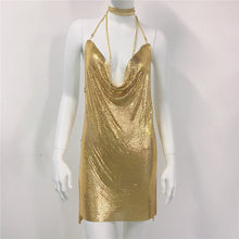 Load image into Gallery viewer, Metallic Coated Fabric Women Clothing Metal Sequ Dress Sexy Sweet Spicy Dress Rhinestone Cami Dress Women