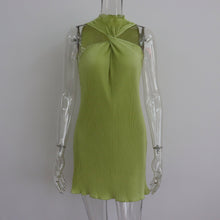 Load image into Gallery viewer, Round Neck Twisted off Shoulder Short Dress Women Summer Pleated Sexy Dress