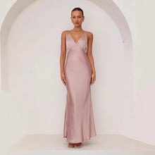 Load image into Gallery viewer, Women Dress Solid Color V neck Slim Fit Sexy Dress Evening Dress