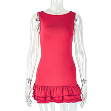 Load image into Gallery viewer, Women Wear Slim Fitting Cool Pleated Sleeveless round Neck Solid Color Office Short Dress
