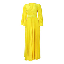 Load image into Gallery viewer, Women Clothing V neck Sexy Pleated Formal Swing Dress Maxi Dress