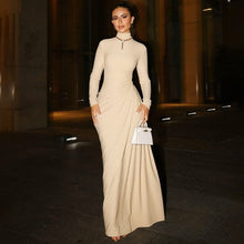 Load image into Gallery viewer, French Women Autumn Sexy Slim Fit Backless Button Solid Color Long Sleeve Dress