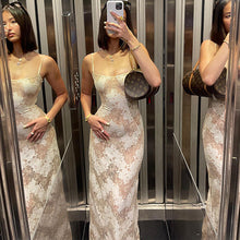 Load image into Gallery viewer, Summer Women Clothing Vacation Sexy Strap High Class Elegant Printing Slip Dress Women