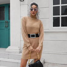 Load image into Gallery viewer, High Collar Sweater Dress Women Knitted Short Dress Autumn Winter Women Clothing