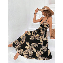 Load image into Gallery viewer, Real Shot Tropical Printing Thigh Fork Sling Dress