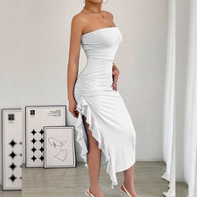 Load image into Gallery viewer, Autumn Winter Women Clothing Slim Fit Slit Wrapped Chest Bag Hip Sexy Dress