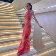 Load image into Gallery viewer, Summer Seaside Vacation Sexy Sleeveless Halter Backless Maxi Dress Women