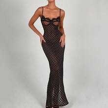 Load image into Gallery viewer, Autumn Sexy Suspender Tight Dress Lace Backless Split Polka Dot Dress