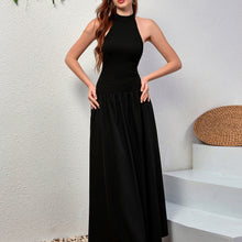 Load image into Gallery viewer, Elegant Halter Knitted Dress Sexy Backless Slim Fit A line Pleated Long Formal Dress