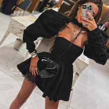 Load image into Gallery viewer, French Tube Top Dress Women High Grade Sexy Backless Long Sleeves Black Two Piece A Line Dress