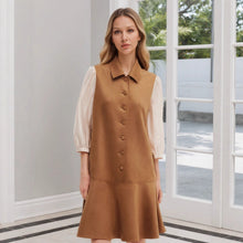 Load image into Gallery viewer, Fashionable Elegant Girls Autumn Suede Spun Yarn Slimming Short Cropped Puff Sleeve Waist Slimming Dress