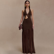 Load image into Gallery viewer, Women Dress Elegant Halter Sexy Cutout Pleated Backless Sheath Dress