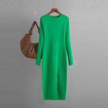 Load image into Gallery viewer, Autumn Winter Slim Fit Knitted Dress Women Inner Wear Outer Wear Mid Length Long Sleeve Tight Bottoming Hip