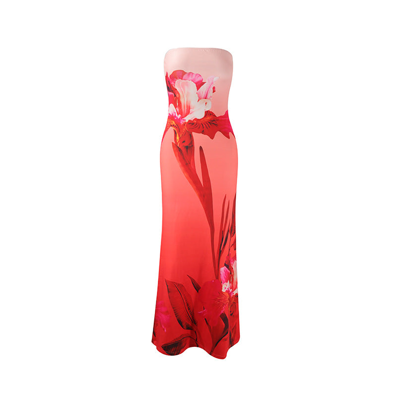 Summer High Class Elegant Sexy Bandeau Slim Fit Long Holiday Dress